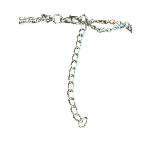 Iridescent Glass Beaded Double Strand Chain Necklace Adjustable Lobster 20.5" - Picture 4 of 4